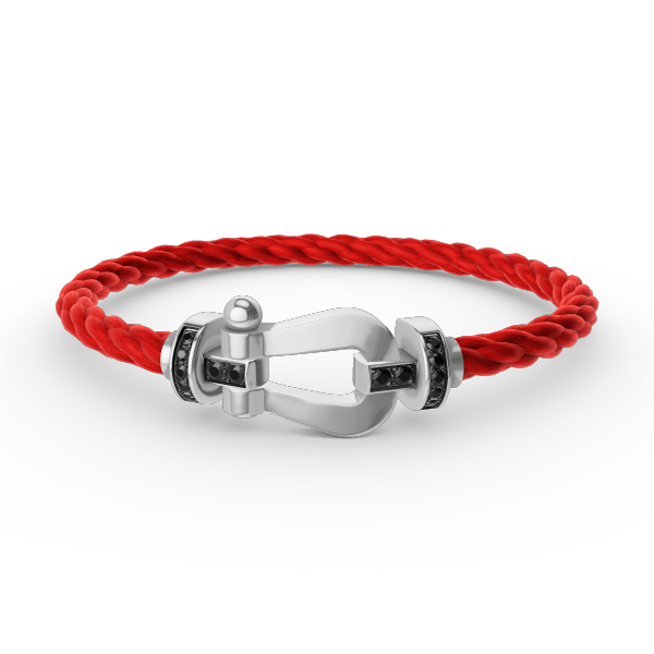 [⭐Seralia]FORCE LARGE HORSESHOE BLACK DIAMOND BRACELET SILVER