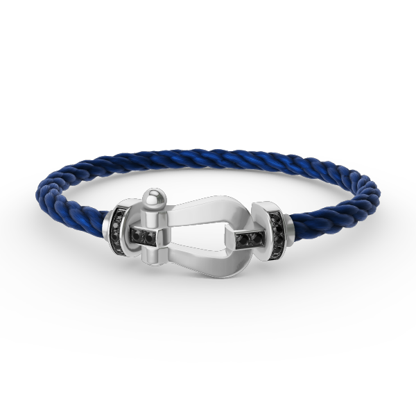 [⭐Seralia]FORCE LARGE HORSESHOE BLACK DIAMOND BRACELET SILVER