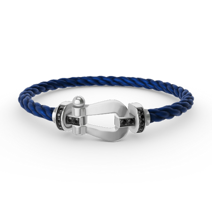 [⭐Seralia]FORCE LARGE HORSESHOE BLACK DIAMOND BRACELET SILVER