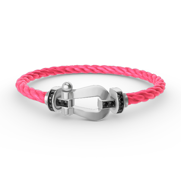 [⭐Seralia]FORCE LARGE HORSESHOE BLACK DIAMOND BRACELET SILVER