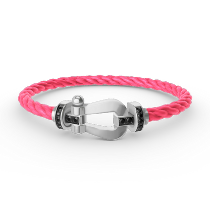 [⭐Seralia]FORCE LARGE HORSESHOE BLACK DIAMOND BRACELET SILVER