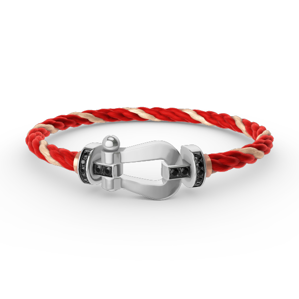 [⭐Seralia]FORCE LARGE HORSESHOE BLACK DIAMOND BRACELET SILVER