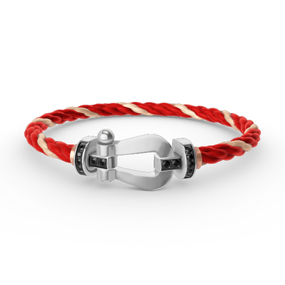 [⭐Seralia]FORCE LARGE HORSESHOE BLACK DIAMOND BRACELET SILVER