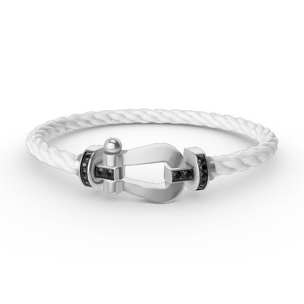 [⭐Seralia]FORCE LARGE HORSESHOE BLACK DIAMOND BRACELET SILVER