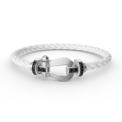 [⭐Seralia]FORCE LARGE HORSESHOE BLACK DIAMOND BRACELET SILVER