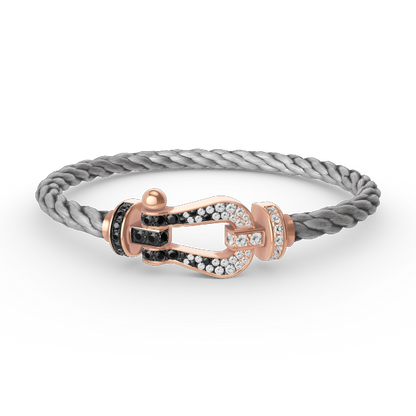 [⭐Seralia]FORCE LARGE HORSESHOE BLACK WHITE DIAMOND BRACELET ROSE GOLD