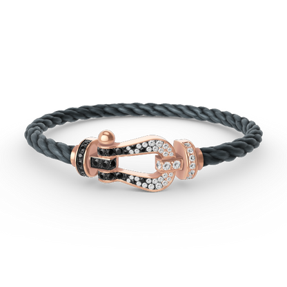 [⭐Seralia]FORCE LARGE HORSESHOE BLACK WHITE DIAMOND BRACELET ROSE GOLD