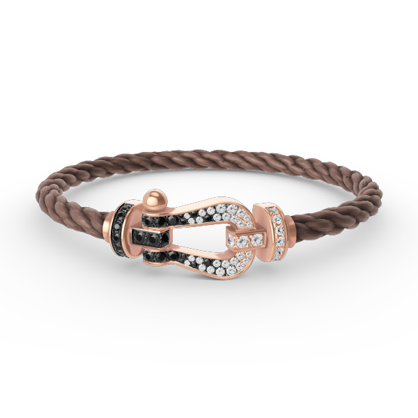 [⭐Seralia]FORCE LARGE HORSESHOE BLACK WHITE DIAMOND BRACELET ROSE GOLD