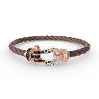 [⭐Seralia]FORCE LARGE HORSESHOE BLACK WHITE DIAMOND BRACELET ROSE GOLD