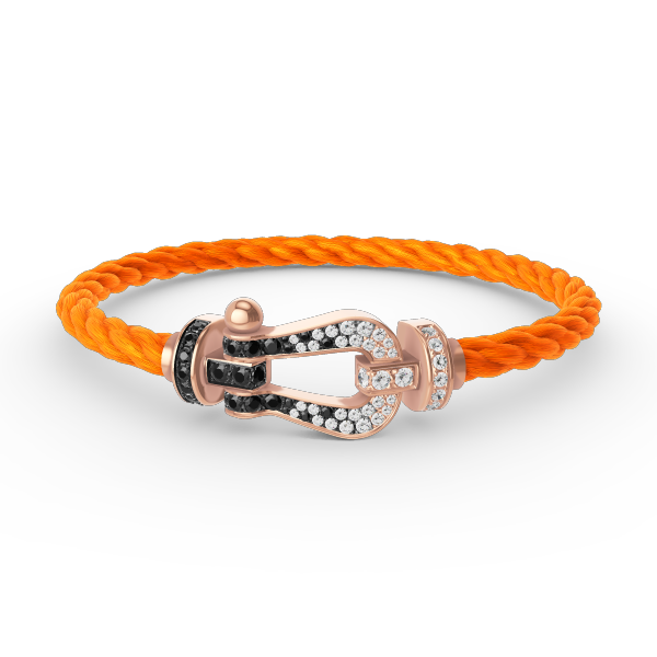 [⭐Seralia]FORCE LARGE HORSESHOE BLACK WHITE DIAMOND BRACELET ROSE GOLD