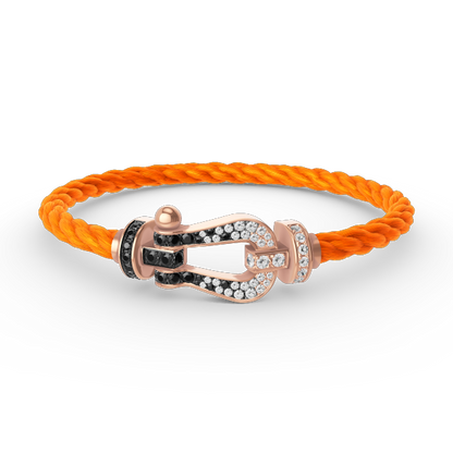 [⭐Seralia]FORCE LARGE HORSESHOE BLACK WHITE DIAMOND BRACELET ROSE GOLD