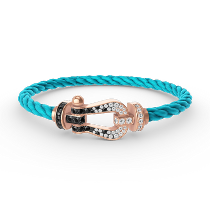 [⭐Seralia]FORCE LARGE HORSESHOE BLACK WHITE DIAMOND BRACELET ROSE GOLD