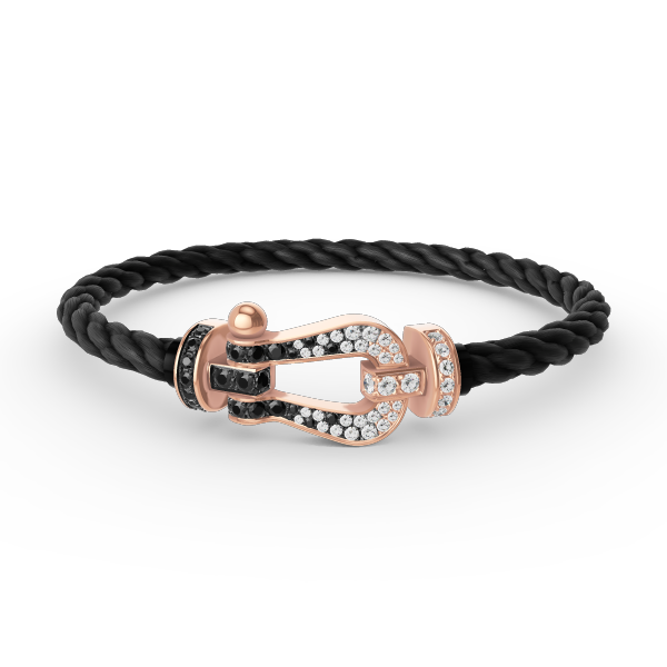 [⭐Seralia]FORCE LARGE HORSESHOE BLACK WHITE DIAMOND BRACELET ROSE GOLD