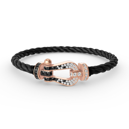 [⭐Seralia]FORCE LARGE HORSESHOE BLACK WHITE DIAMOND BRACELET ROSE GOLD