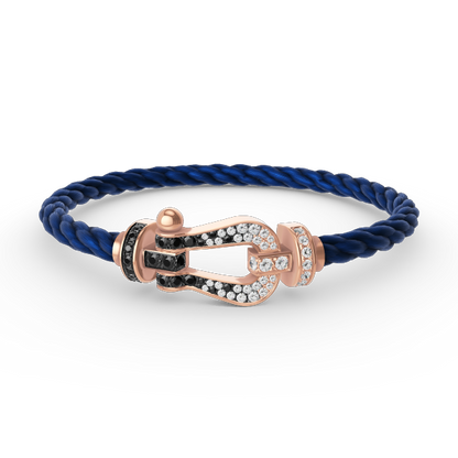 [⭐Seralia]FORCE LARGE HORSESHOE BLACK WHITE DIAMOND BRACELET ROSE GOLD