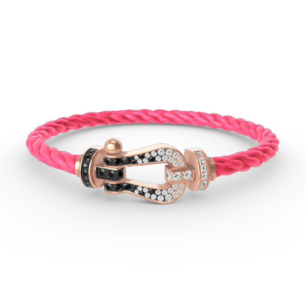 [⭐Seralia]FORCE LARGE HORSESHOE BLACK WHITE DIAMOND BRACELET ROSE GOLD