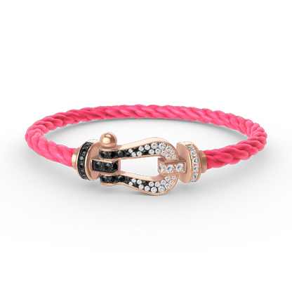 [⭐Seralia]FORCE LARGE HORSESHOE BLACK WHITE DIAMOND BRACELET ROSE GOLD
