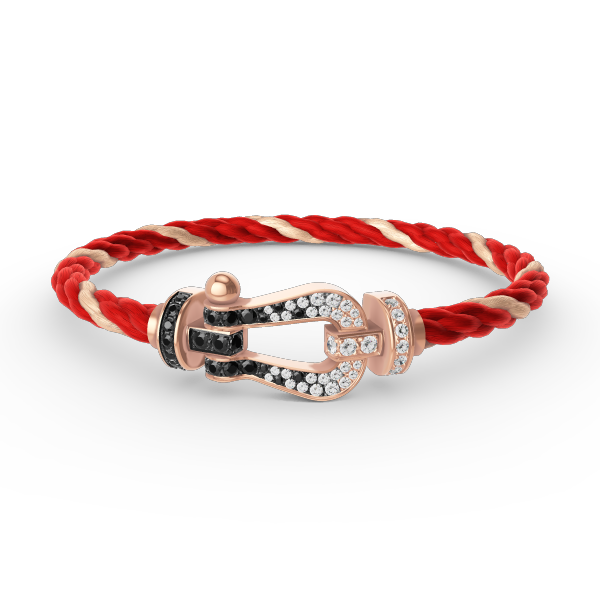 [⭐Seralia]FORCE LARGE HORSESHOE BLACK WHITE DIAMOND BRACELET ROSE GOLD