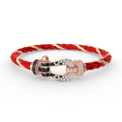 [⭐Seralia]FORCE LARGE HORSESHOE BLACK WHITE DIAMOND BRACELET ROSE GOLD
