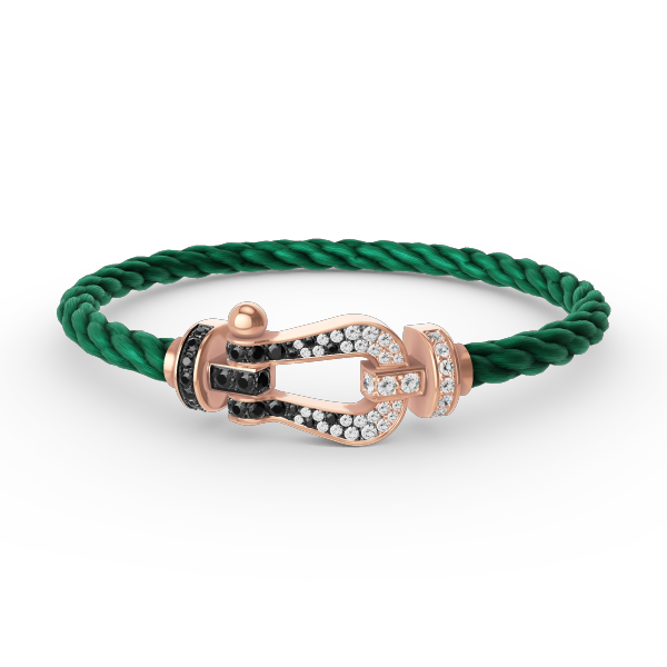[⭐Seralia]FORCE LARGE HORSESHOE BLACK WHITE DIAMOND BRACELET ROSE GOLD