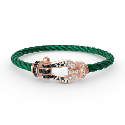 [⭐Seralia]FORCE LARGE HORSESHOE BLACK WHITE DIAMOND BRACELET ROSE GOLD