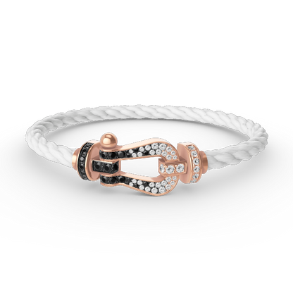 [⭐Seralia]FORCE LARGE HORSESHOE BLACK WHITE DIAMOND BRACELET ROSE GOLD
