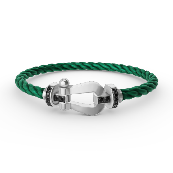 [⭐Seralia]FORCE LARGE HORSESHOE BLACK DIAMOND BRACELET SILVER
