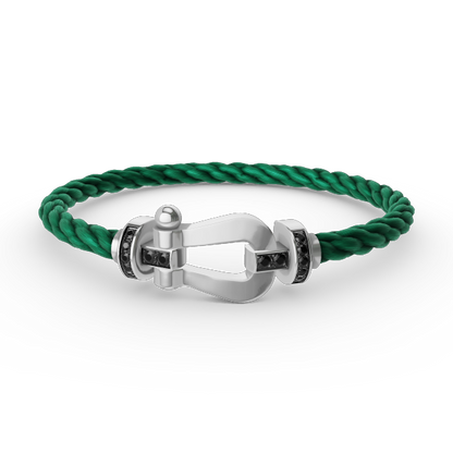 [⭐Seralia]FORCE LARGE HORSESHOE BLACK DIAMOND BRACELET SILVER