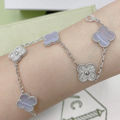 [⭐Seralia] CLOVER 5 MOTIF PURPLE CHALCEDONY BRACELET COLLECTION