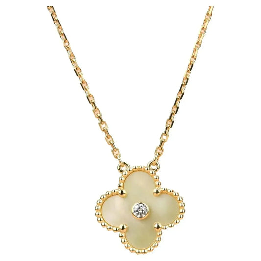 [⭐Seralia]CLOVER 15MM DIAMOND GOLD MOTHER OF PEARL NECKLACE