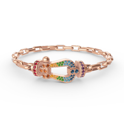 [⭐Seralia]FORCE LARGE HORSESHOE CLASP  METAL BRACELET