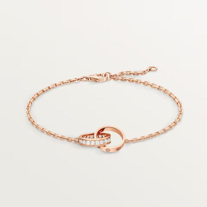 [⭐Seralia]LOVE DOUBLE RING HALF DIAMOND BRACELET