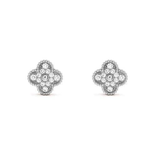 [⭐Seralia]CLOVER 1 MOTIFS DIAMOND STUD EARRINGS SILVER