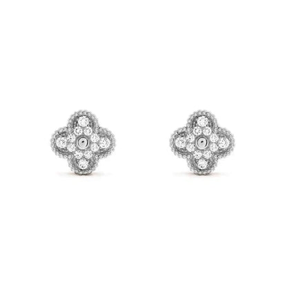 [⭐Seralia]CLOVER 1 MOTIFS DIAMOND STUD EARRINGS SILVER