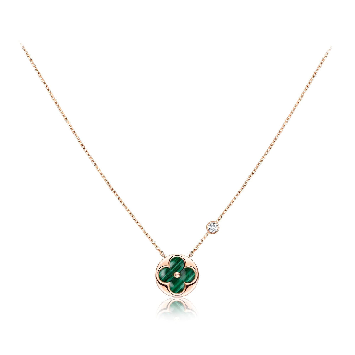 [⭐Seralia]SUN PEDANT PINK GOLD 1 DIAMOND NECKLACE