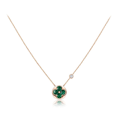 [⭐Seralia]SUN PEDANT PINK GOLD 1 DIAMOND NECKLACE