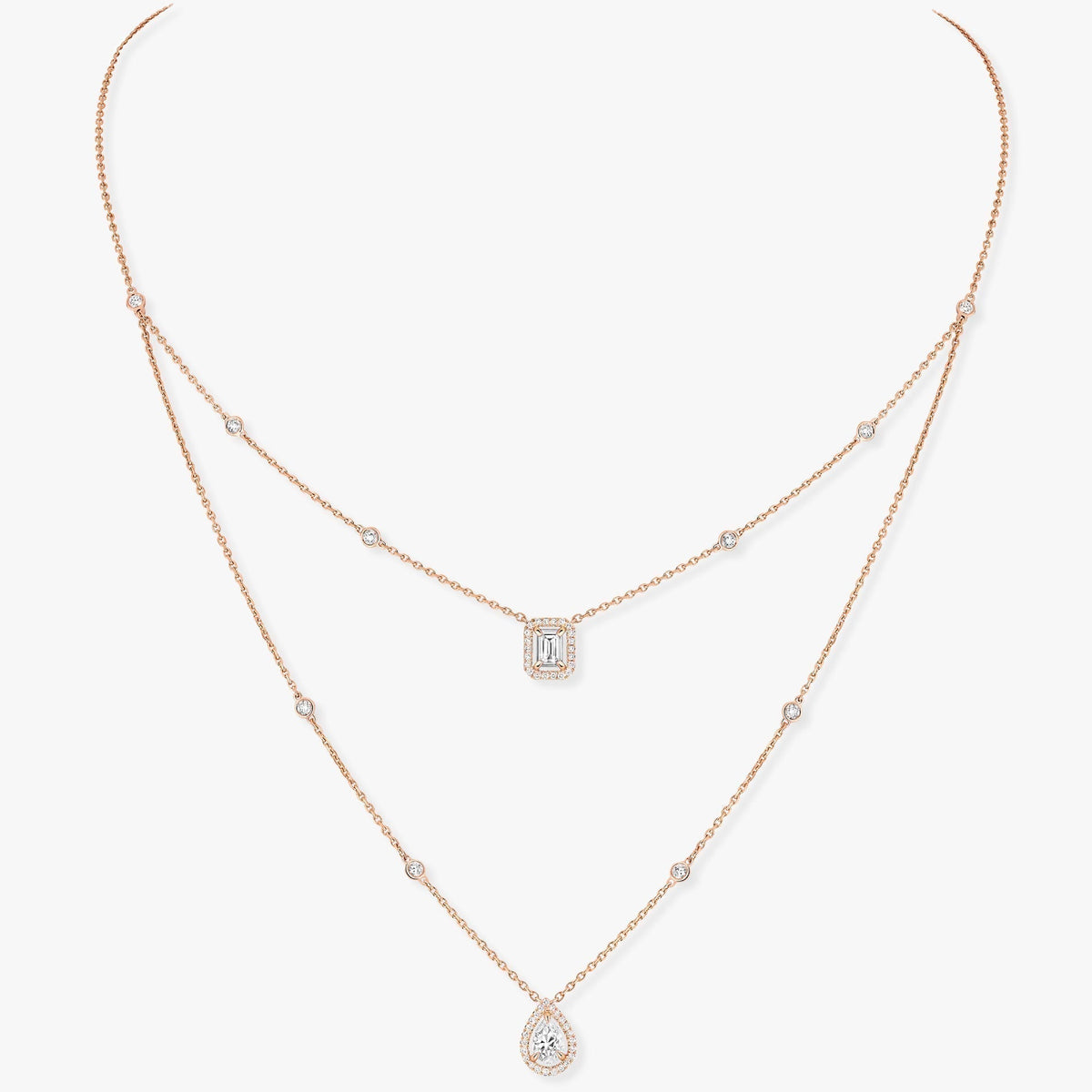[⭐Seralia]MY TWIN 2 ROW DIAMOND NECKLACE