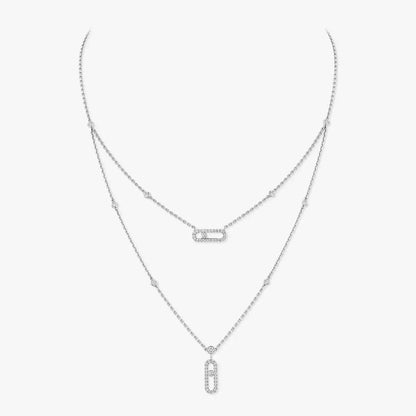 [⭐Seralia]2 Rows Rose Gold Diamond Pave_ Necklace Move Uno