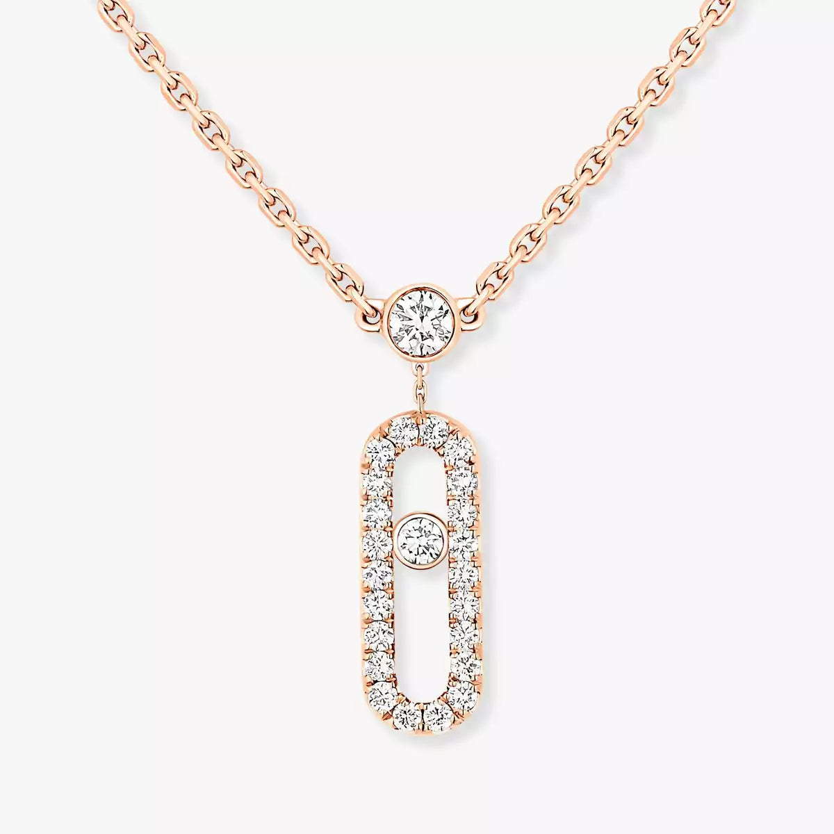 [⭐Seralia]2 Rows Rose Gold Diamond Pave_ Necklace Move Uno
