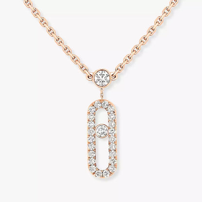 [⭐Seralia]2 Rows Rose Gold Diamond Pave_ Necklace Move Uno