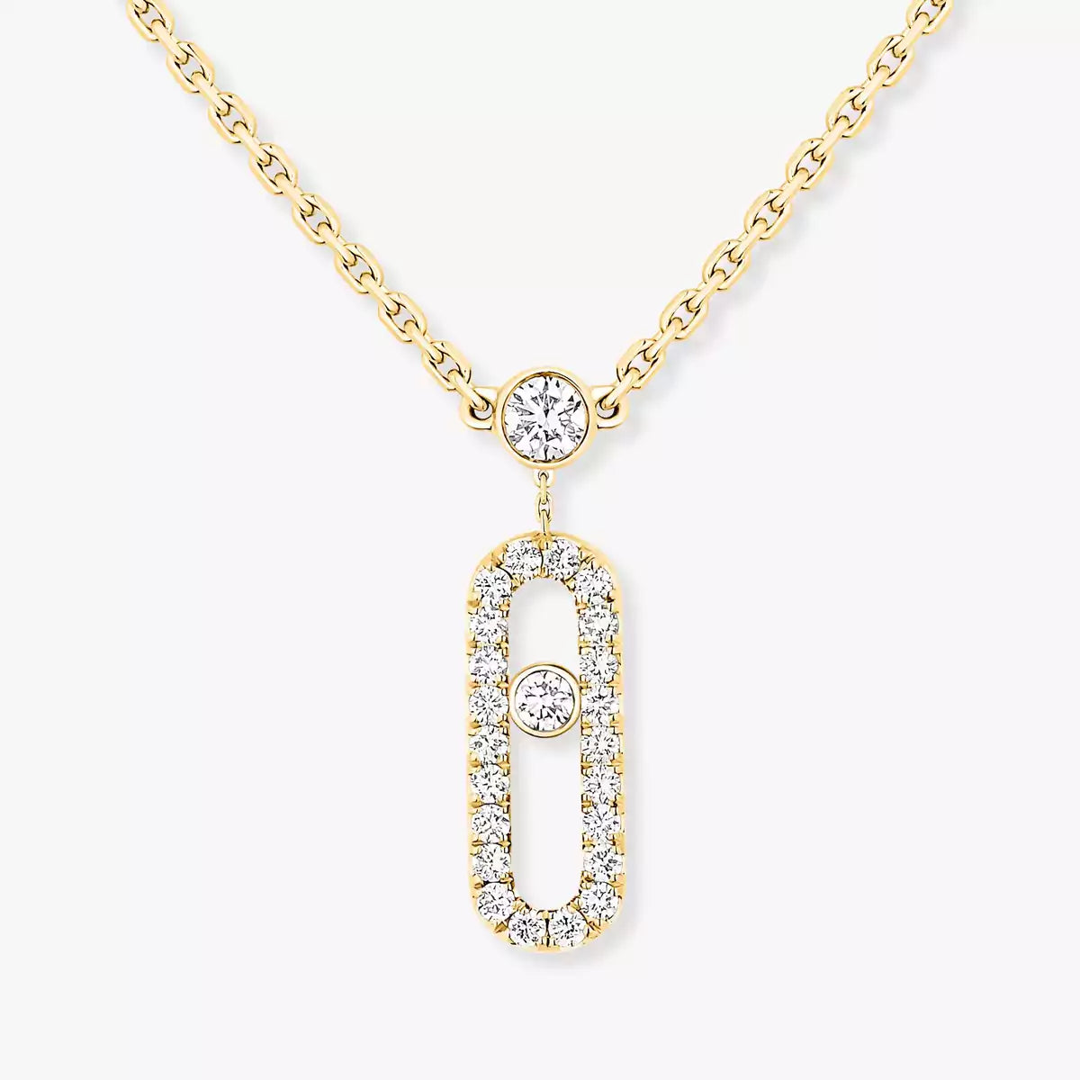 [⭐Seralia]2 Rows Rose Gold Diamond Pave_ Necklace Move Uno