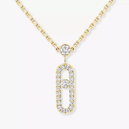 [⭐Seralia]2 Rows Rose Gold Diamond Pave_ Necklace Move Uno