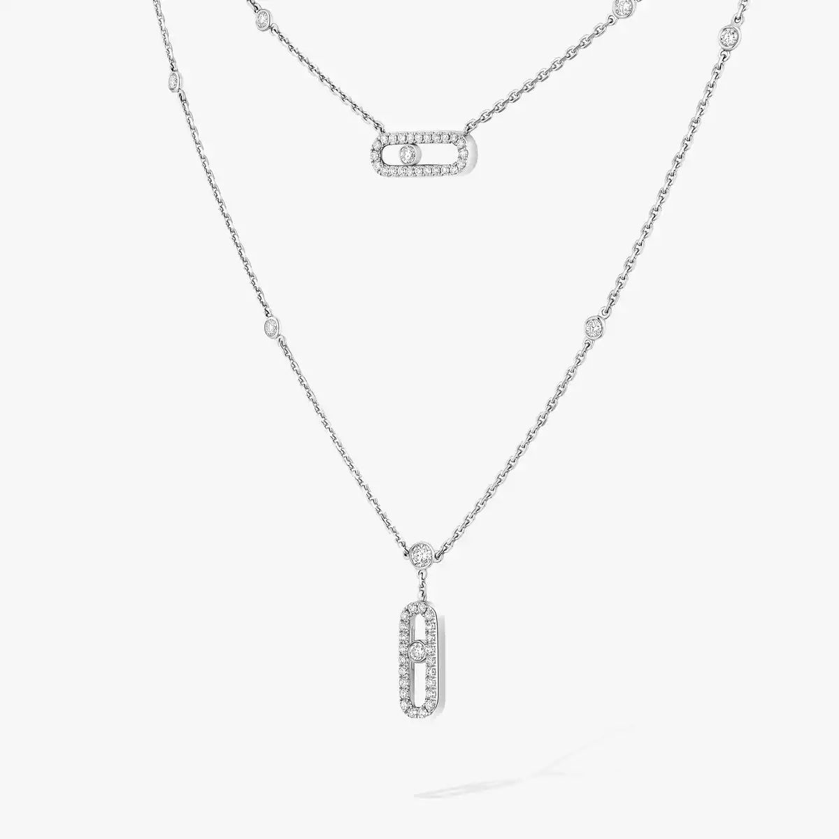 [⭐Seralia]2 Rows Rose Gold Diamond Pave_ Necklace Move Uno