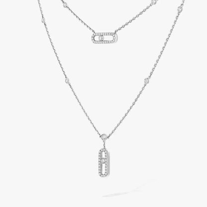 [⭐Seralia]2 Rows Rose Gold Diamond Pave_ Necklace Move Uno