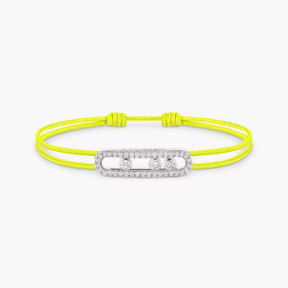 [⭐Seralia]Messika Care(s) pink cord pavé bracelet