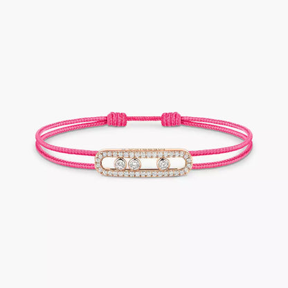[⭐Seralia]Messika Care(s) pink cord pavé bracelet