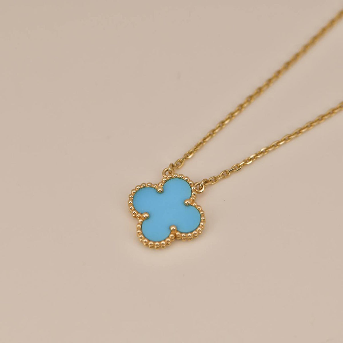 [⭐Seralia]CLOVER 15MM VINTAGE TURQUOISE NECKLACE