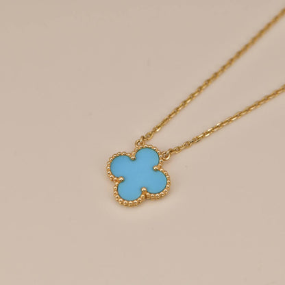 [⭐Seralia]CLOVER 15MM VINTAGE TURQUOISE NECKLACE
