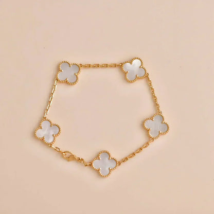 [⭐Seralia]CLOVER WHITE PEARL MOP 5 MOTIF BRACELET COLLECTION
