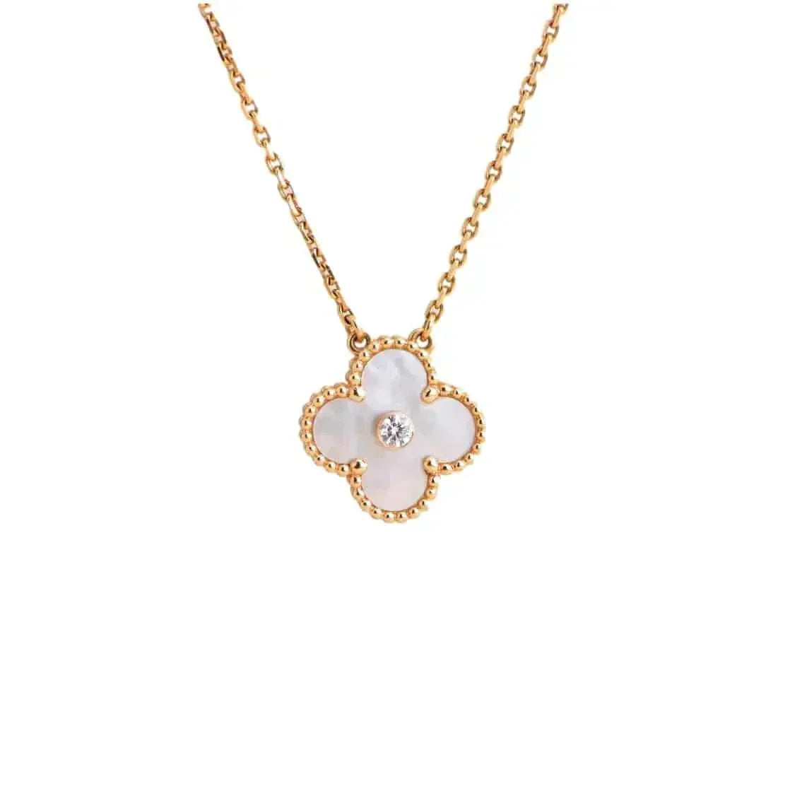 [⭐Seralia]CLOVER 15MM DIAMOND WHITE FRITILLARIA NECKLACE